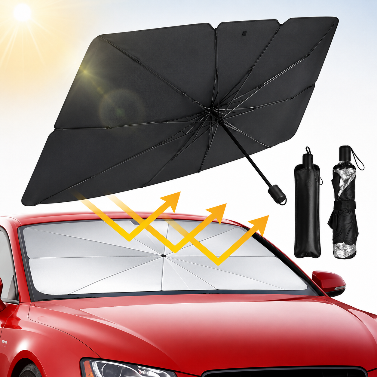 Ombrello parasole pieghevole per auto
