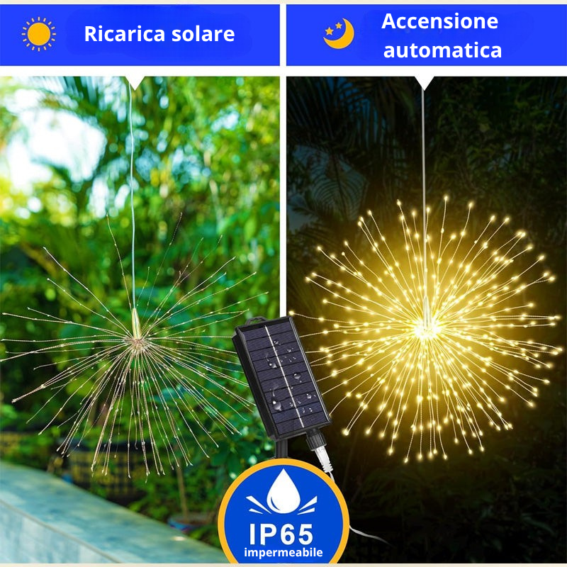 Luci solari decorative effetto raggiera LED