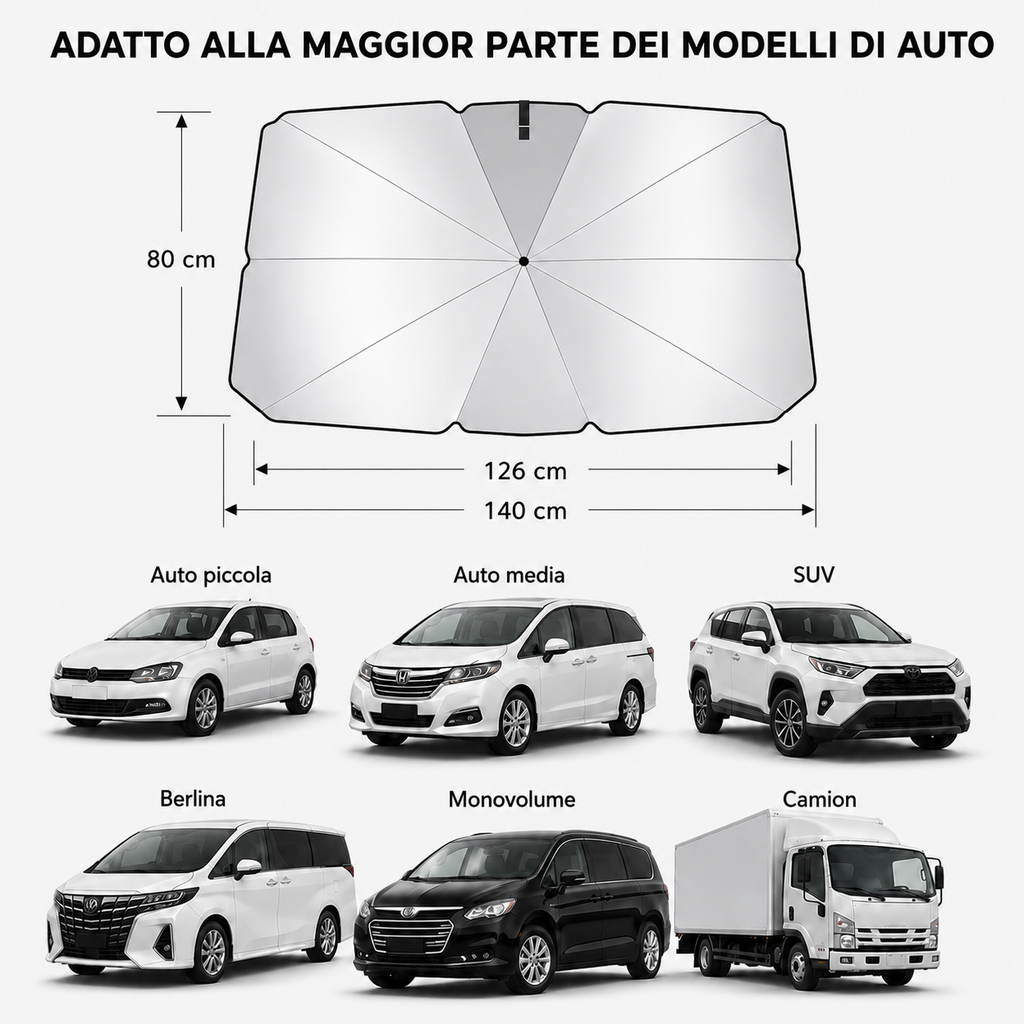 Ombrello parasole pieghevole per auto