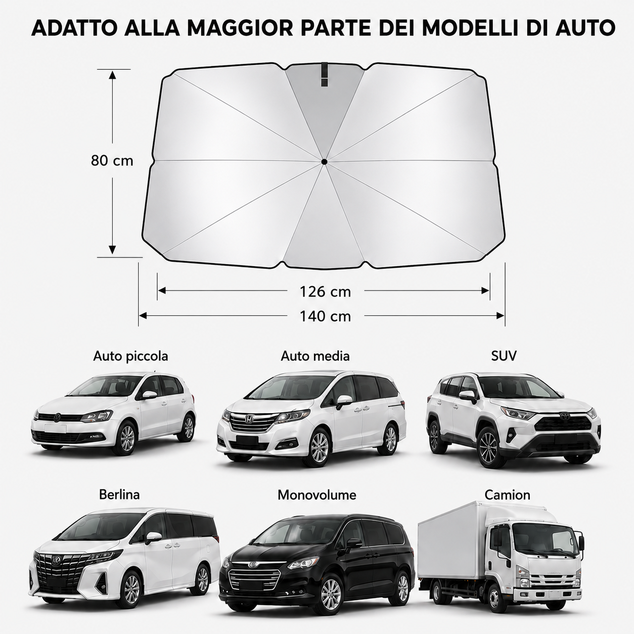 Ombrello parasole pieghevole per auto