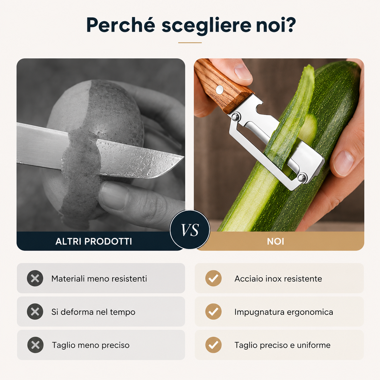 Pelapatate in acciaio inox con apribottiglie
