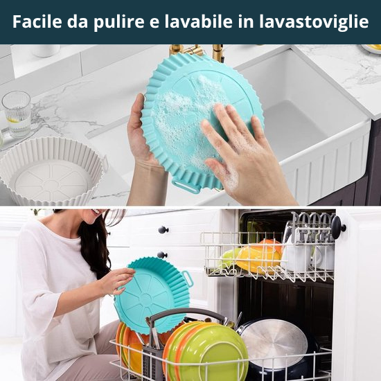Contenitore in silicone riutilizzabile per friggitrice ad aria – Adatto anche a forno, microonde e frigorifero