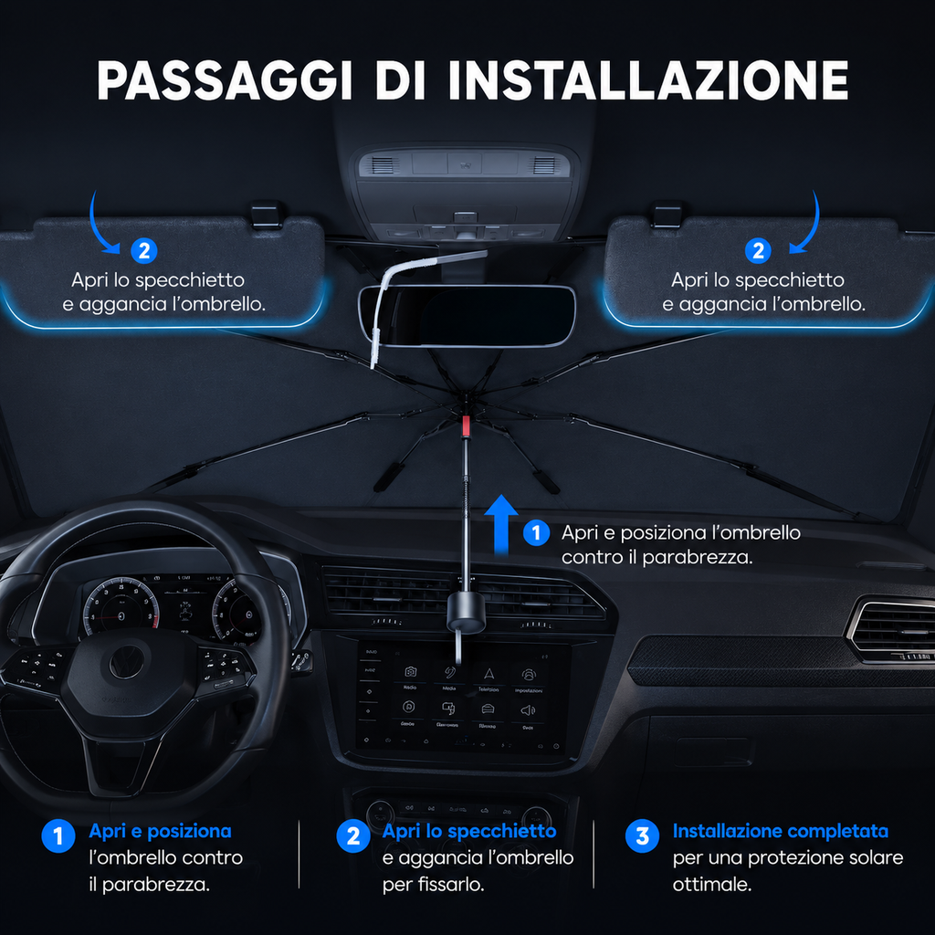 Ombrello parasole pieghevole per auto