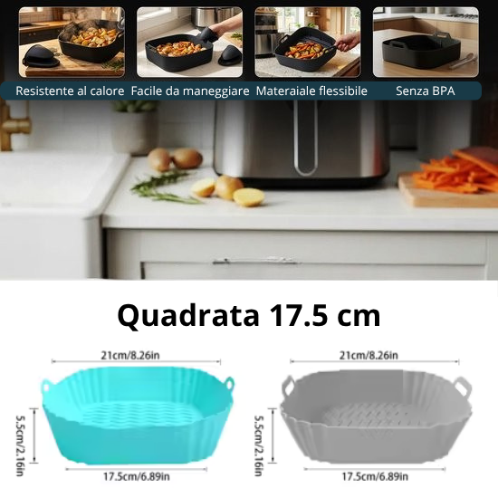 Contenitore in silicone riutilizzabile per friggitrice ad aria – Adatto anche a forno, microonde e frigorifero