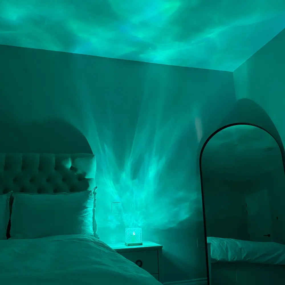 Norcube™ Lampada a Cubo  – Lampada a Cubo con 16 Effetti di Aurora Boreale